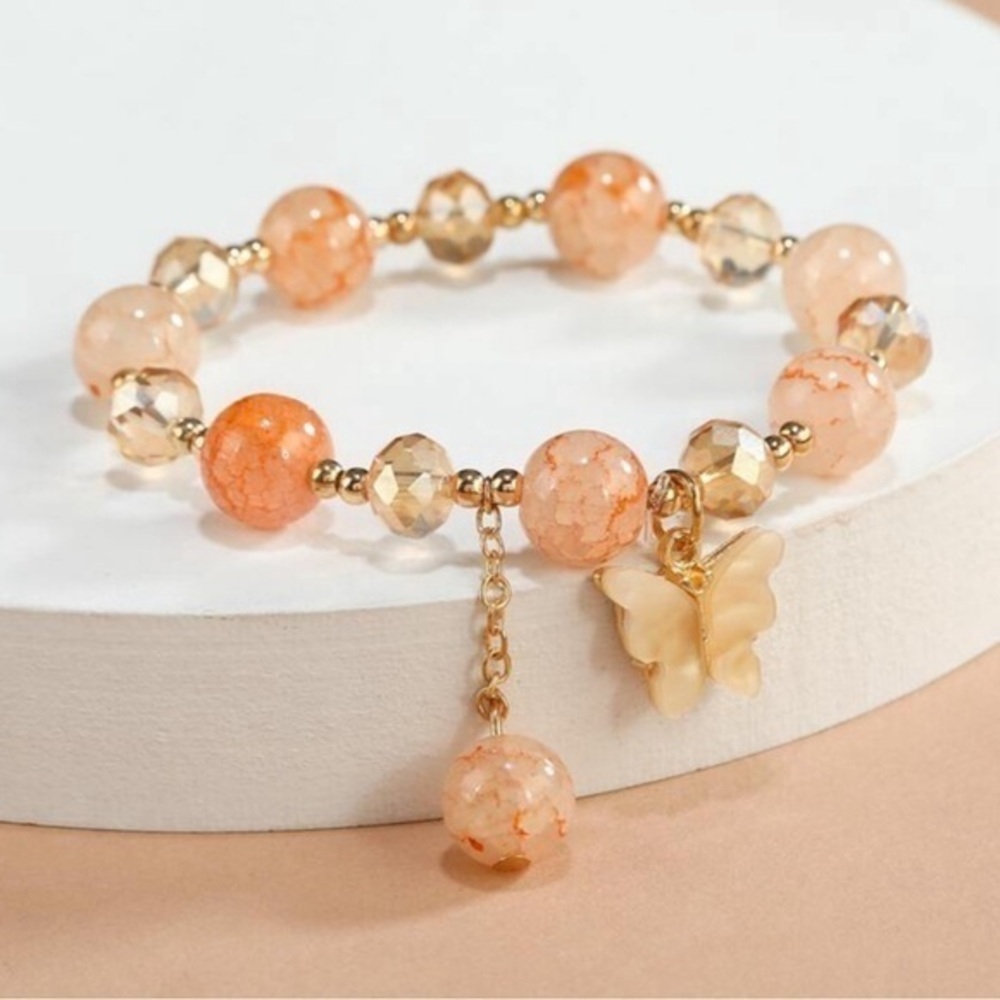 Butterfly Charm Beaded Bracelet